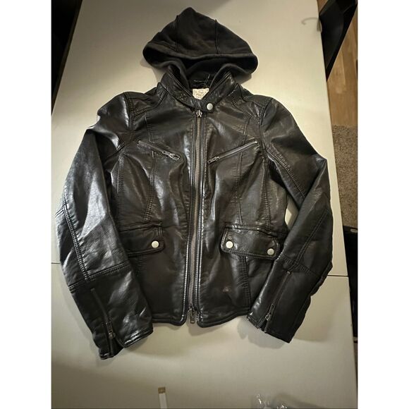 NWOT Free People We The Free Women's Black Vegan Leather Biker Moto Jacket Small - Picture 9 of 12
